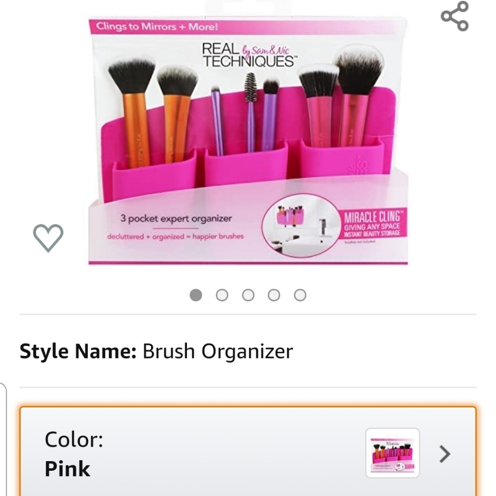 Stick On Makeup Brush Organizer w 3 Pockets